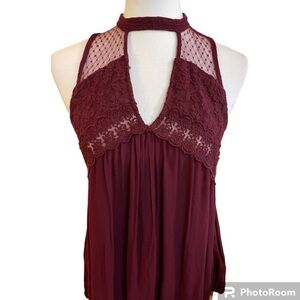 American Eagle High Neck Babydoll Lace Top